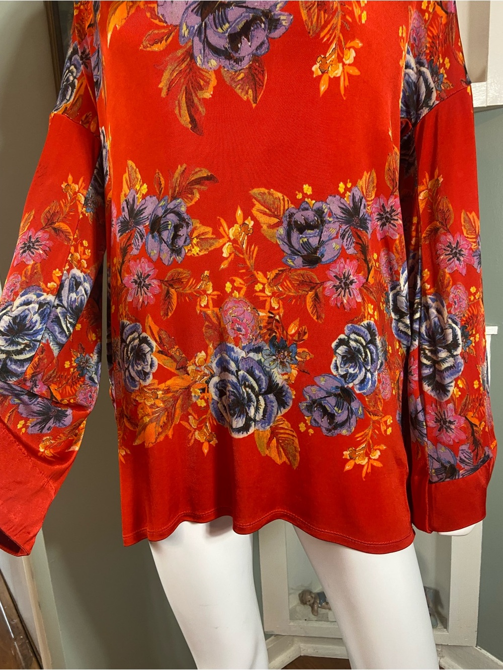 Free People 2am Floral Mini Dress Tunic Backless XSmall XS Cowl Neck Tie Satin - Picture 13 of 16